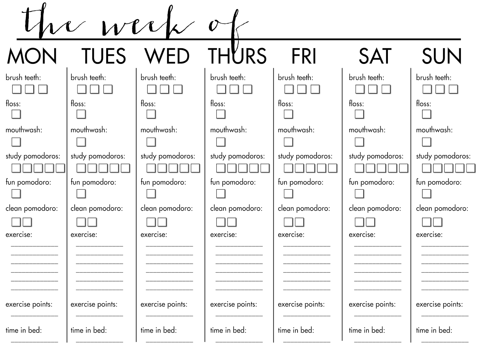 Printable Fitness Calendar