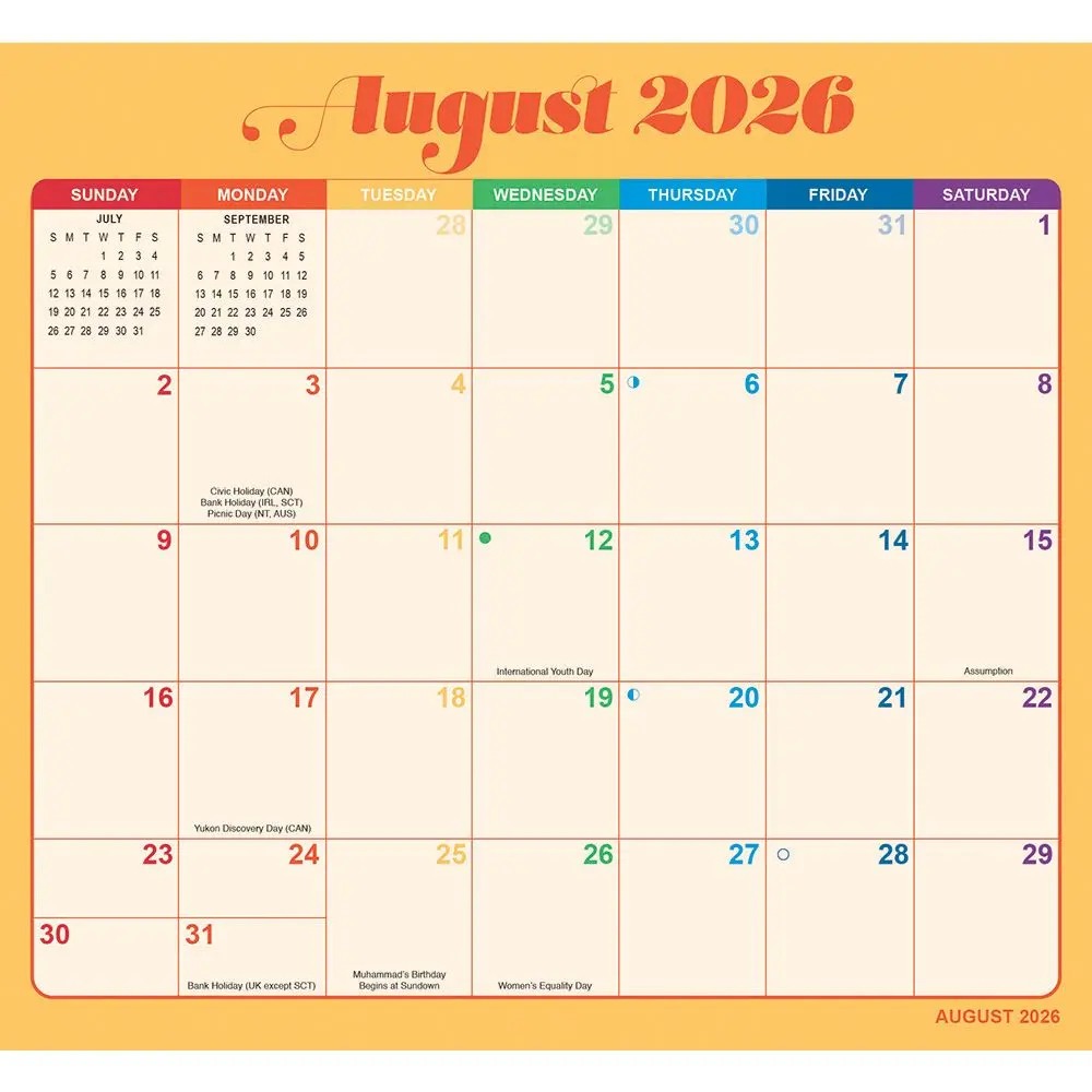 Rainbow Jumbo 2026 Magic Grip Wall Calendar Calendars