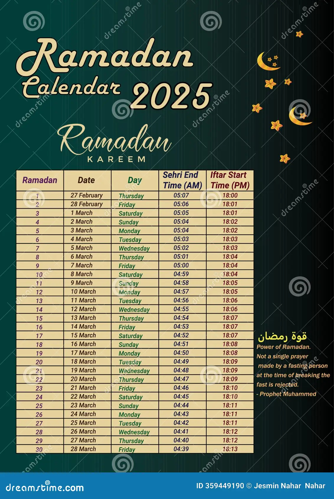 Printable Muslim Calendar 2025