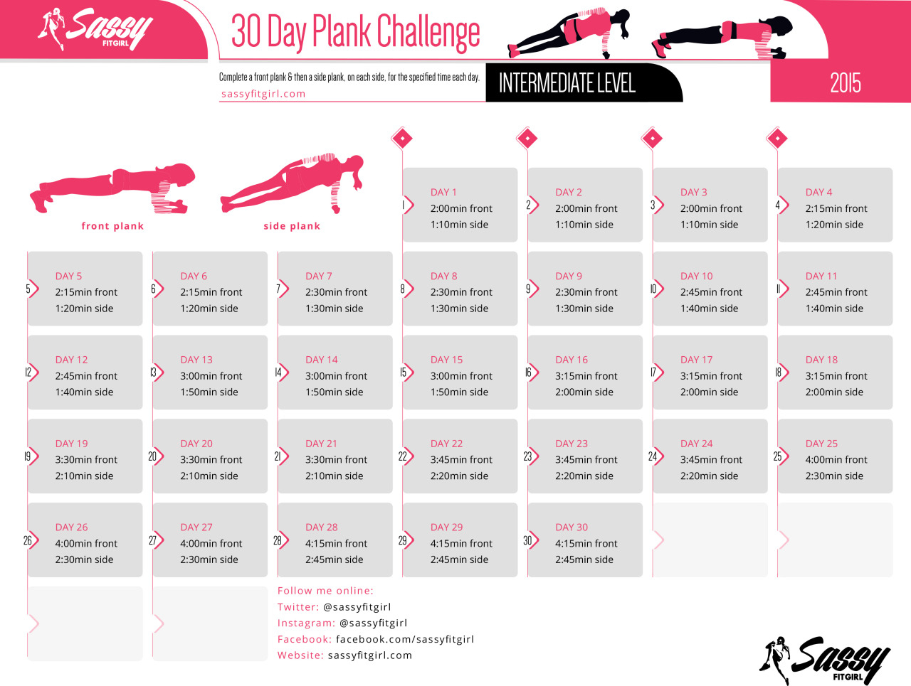 30 Day Plank Challenge Printable Calendar