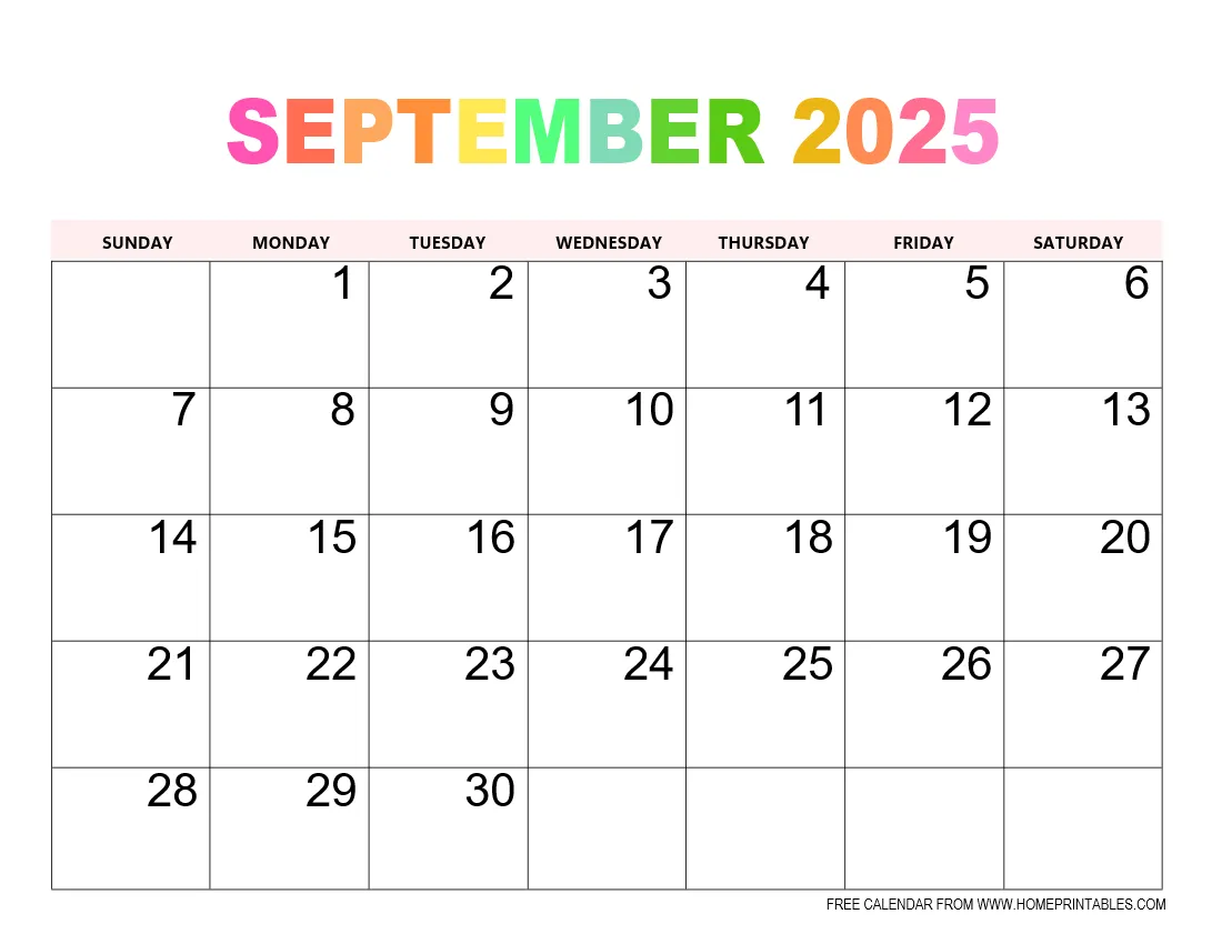 Free Printable Editable September 2025 Calendar