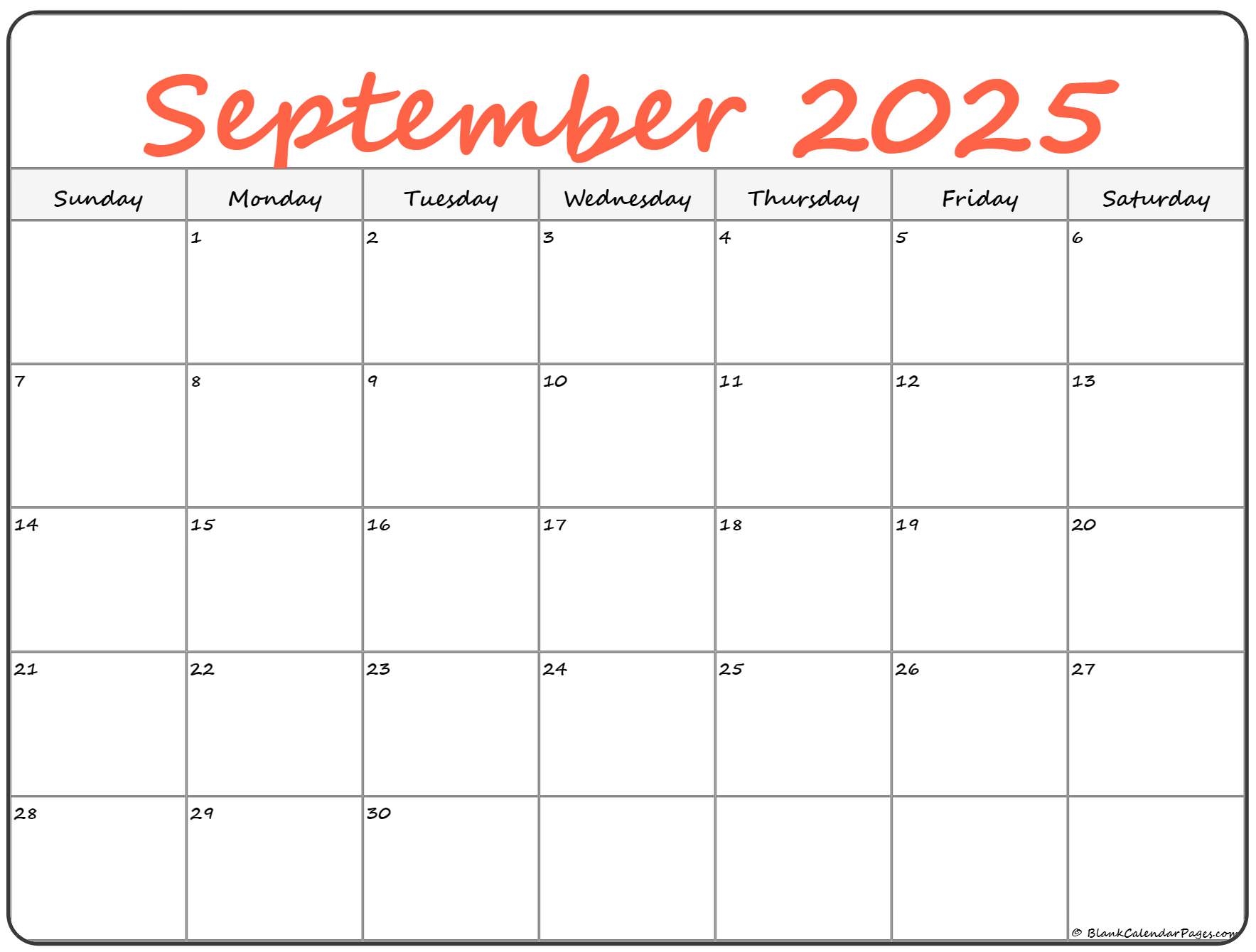 September 2025 Calendar Free Printable Calendars September 2025 Calendar Free Printable Calendars