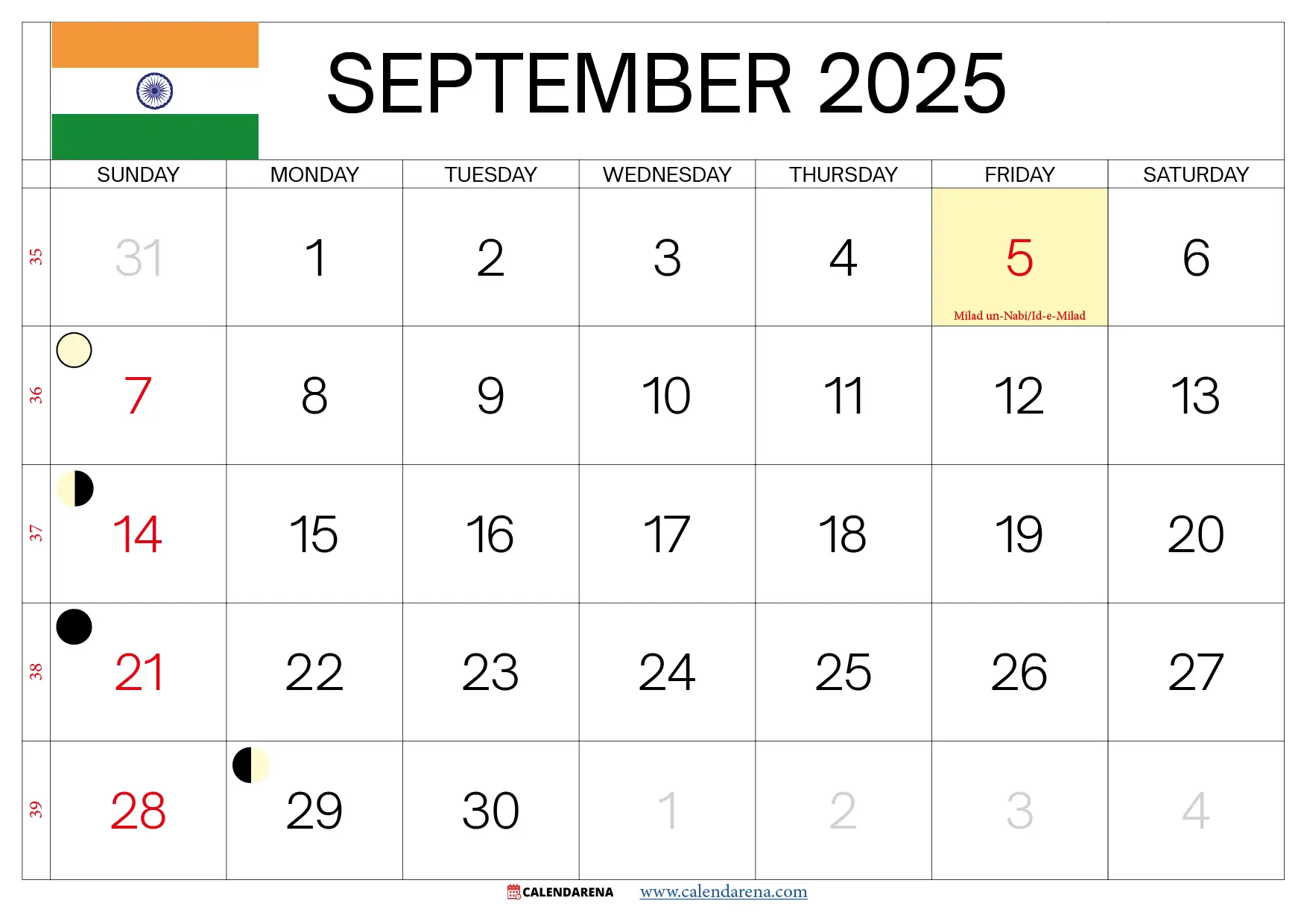 Blank September Calendar 2025 Printable
