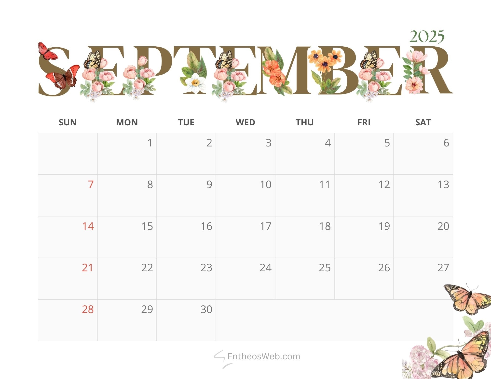 September 2025 Calendar Printables EntheosWeb September 2025 Calendar Printables EntheosWeb