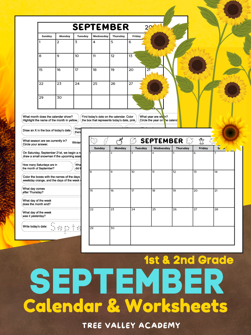 Kids Printable September Calendar