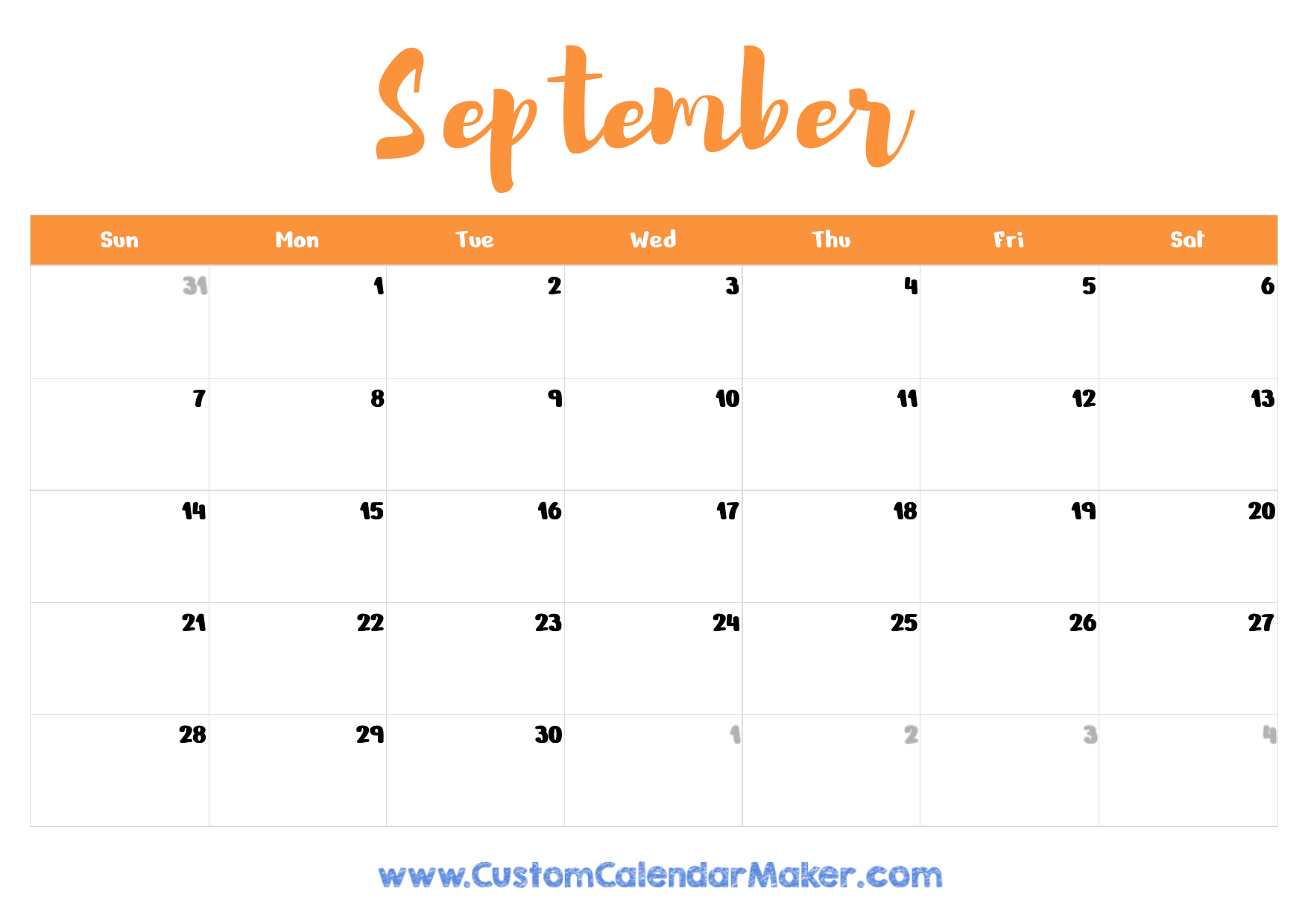 Calendar Printable 2025 September
