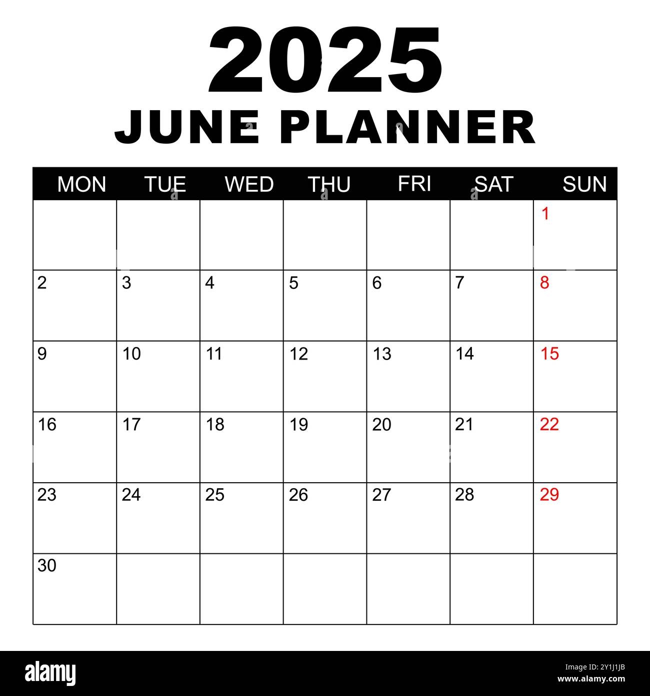 Simple 2025 Year Calendar Week Stock Vector Images Alamy