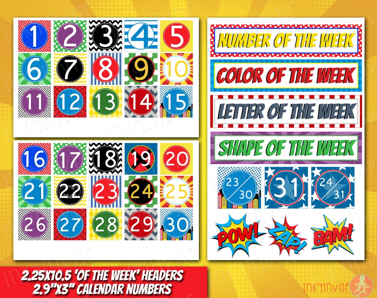 Superhero Classroom Calendar Pre school Classroom Classroom Decorations Days Of The Week Calendar Set Etsy