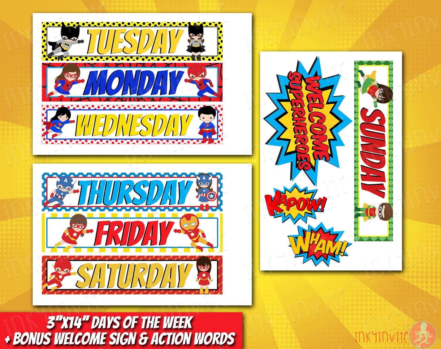 Superhero Classroom Calendar Pre school Classroom Classroom Decorations Days Of The Week Calendar Set Etsy