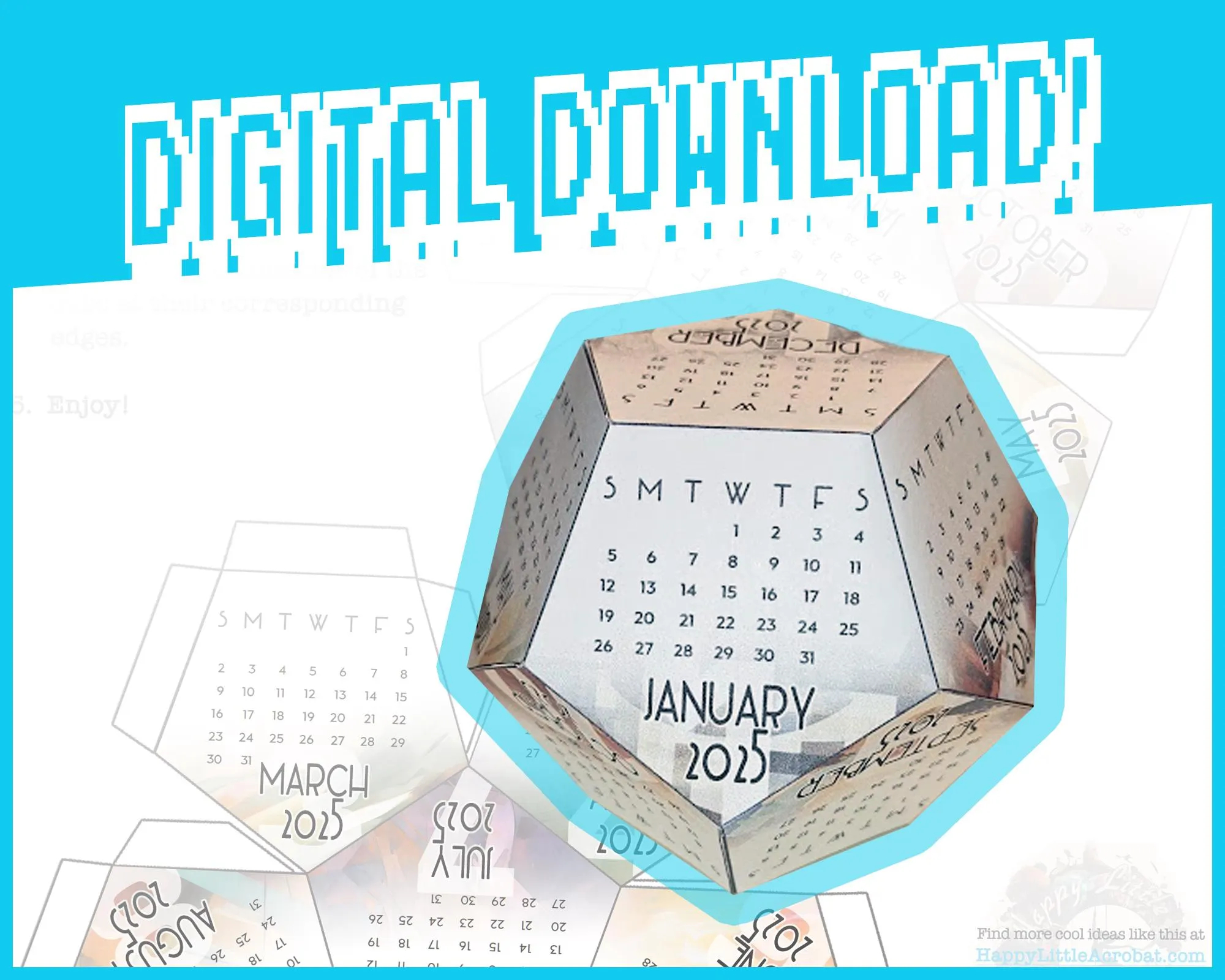 Dodecahedron Calendar 2025 Printable