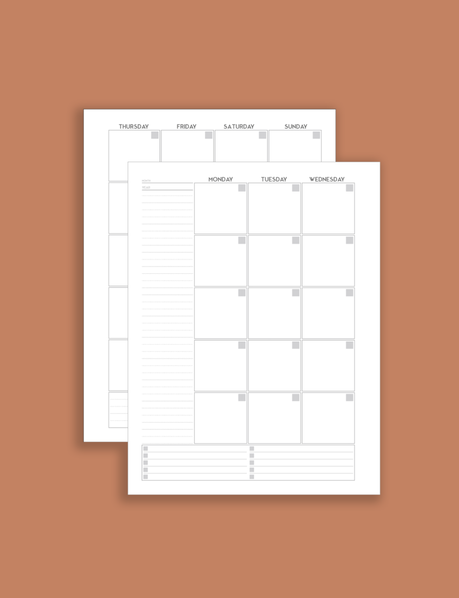 Monday To Friday Calendar Printable