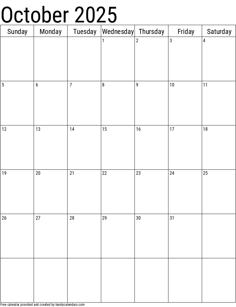 Vertical 2025 Calendar Templates Handy Calendars