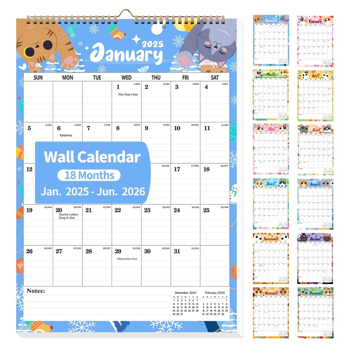 wall calendar 2025 large cat calendar 2025 2026 from jan 2025 to jun 2026 1 ebay