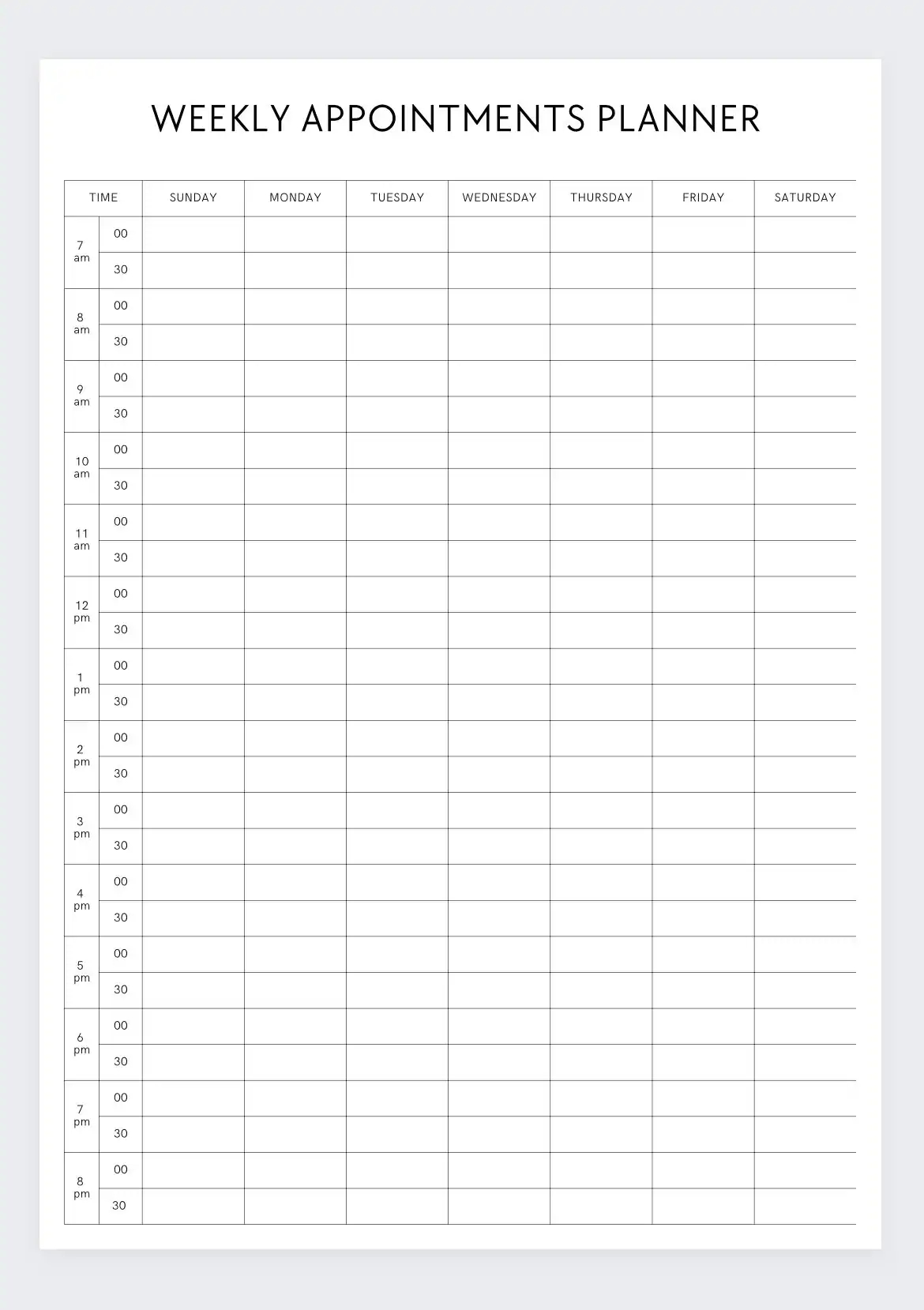 Weekly Appointment Planner appointment Week appointment Log weekly Plans work Schedule appointment Schedule appointment Tracker appointments Etsy