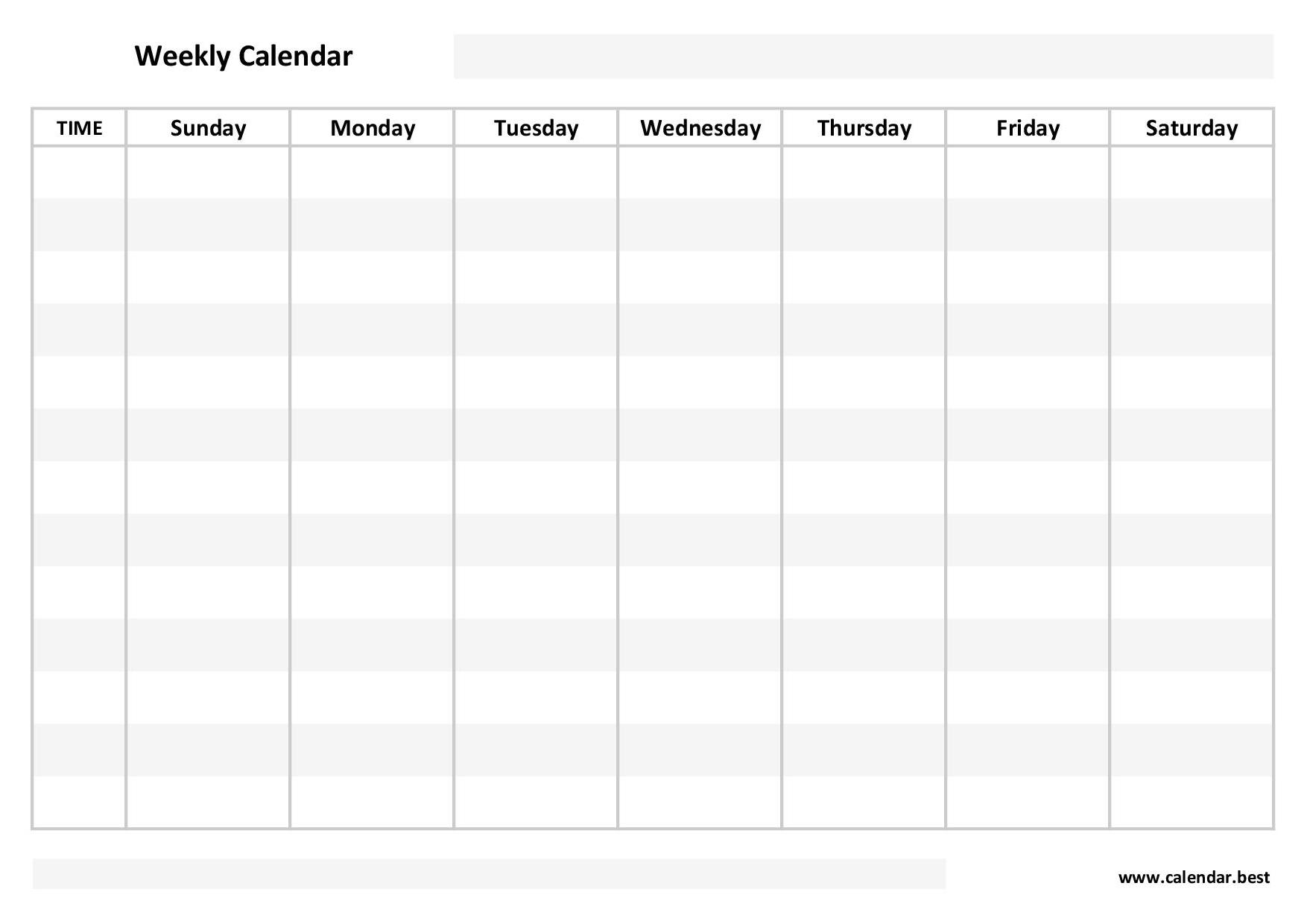 7 Day Weekly Calendar Printable Pdf