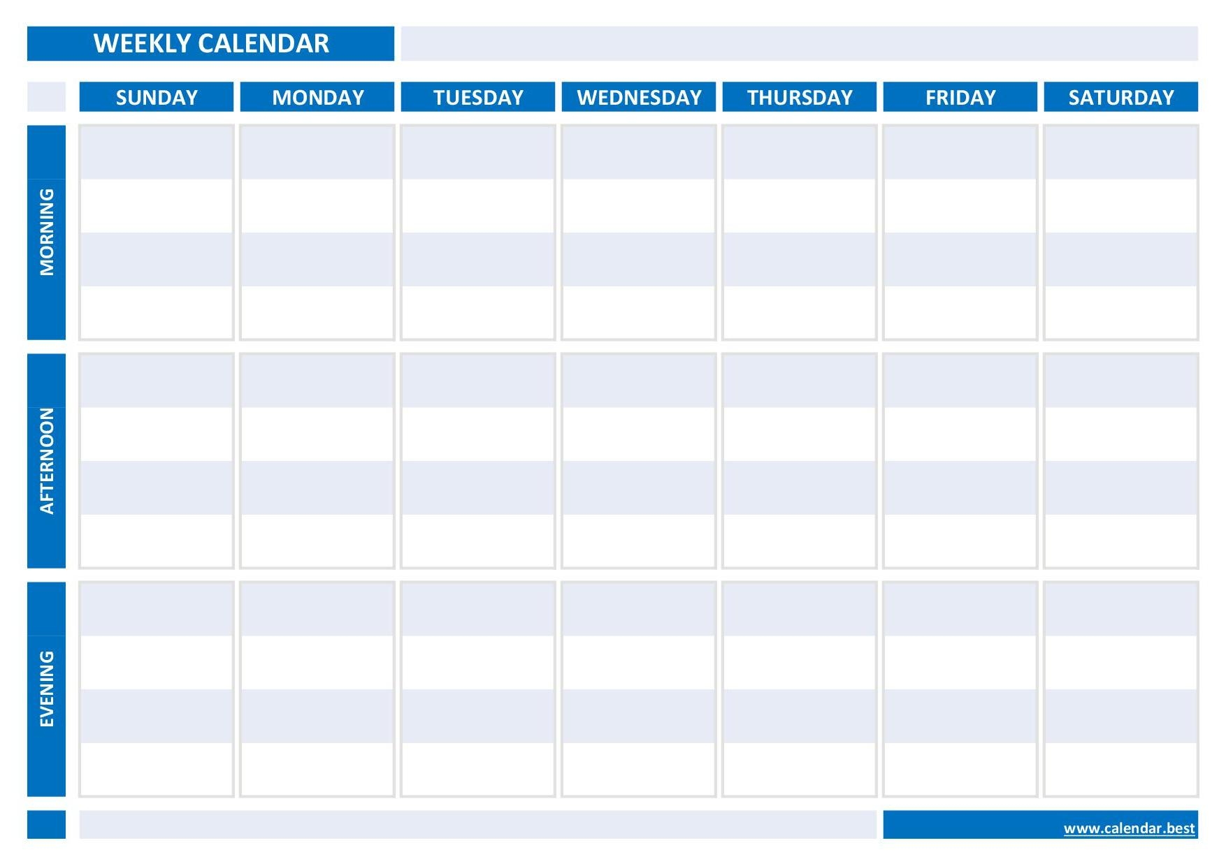 Calendar Week Printable
