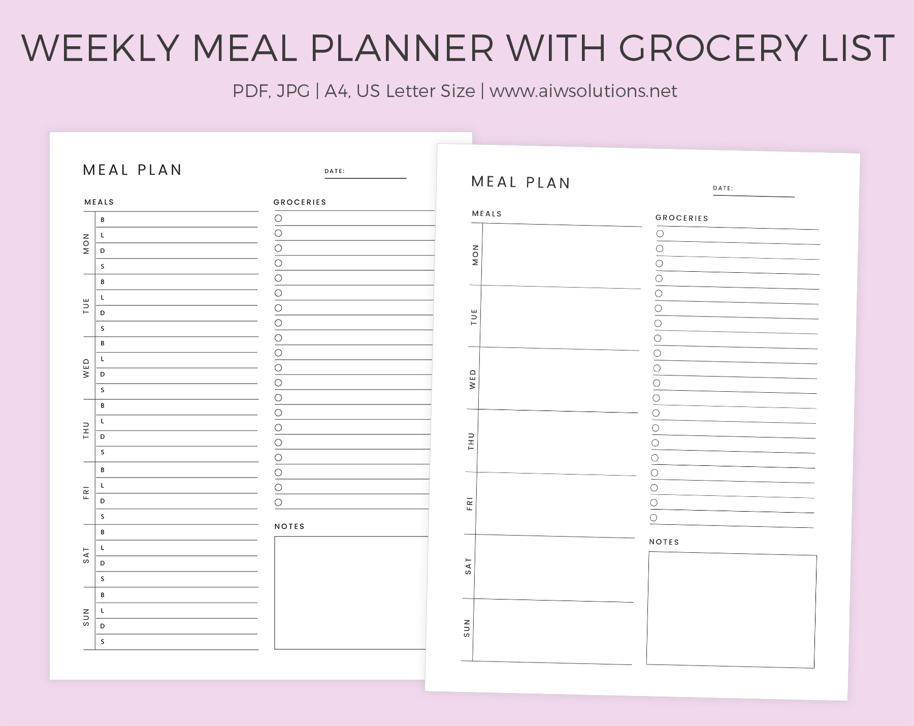 2025 Printable Meal Calendar Template