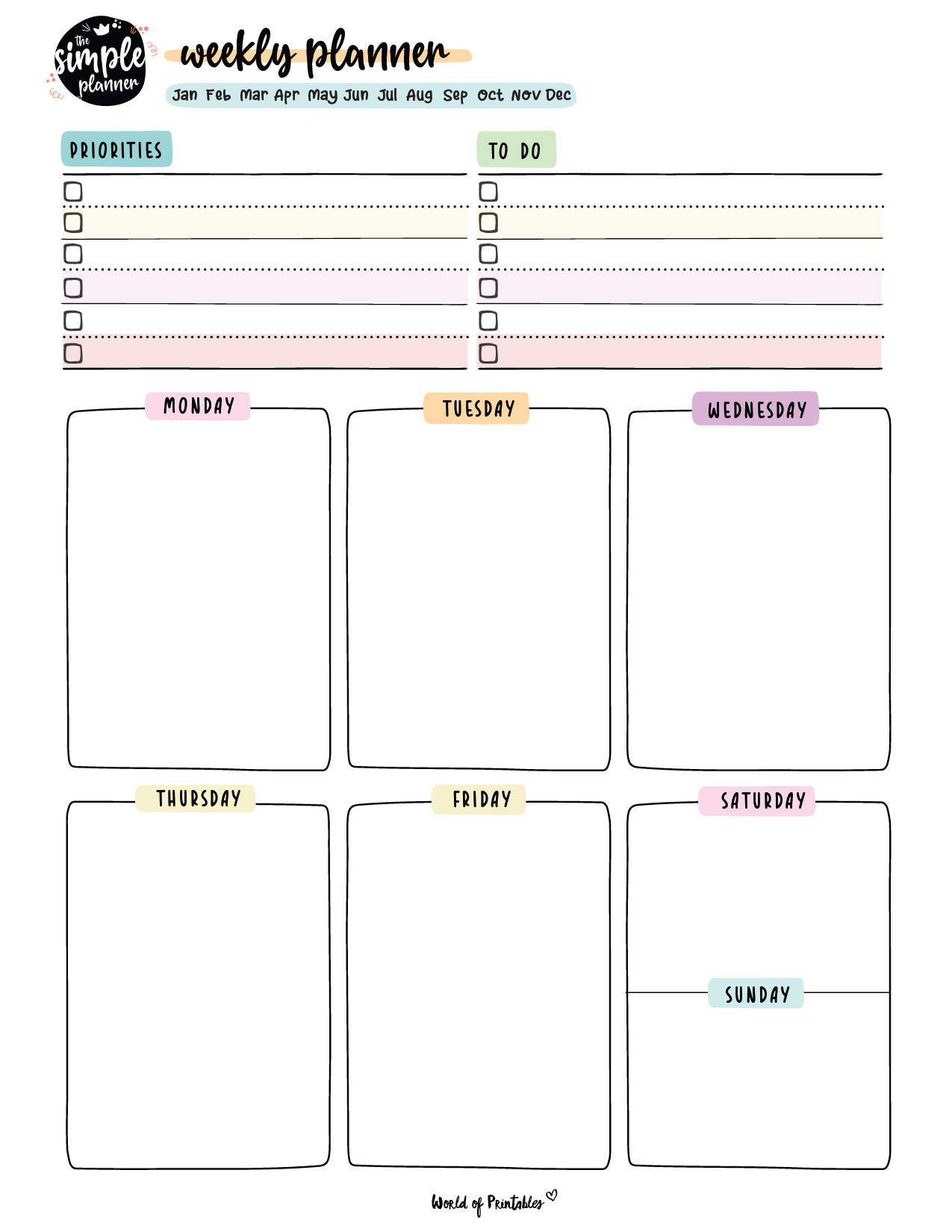 Weekly Planner Templates World Of Printables