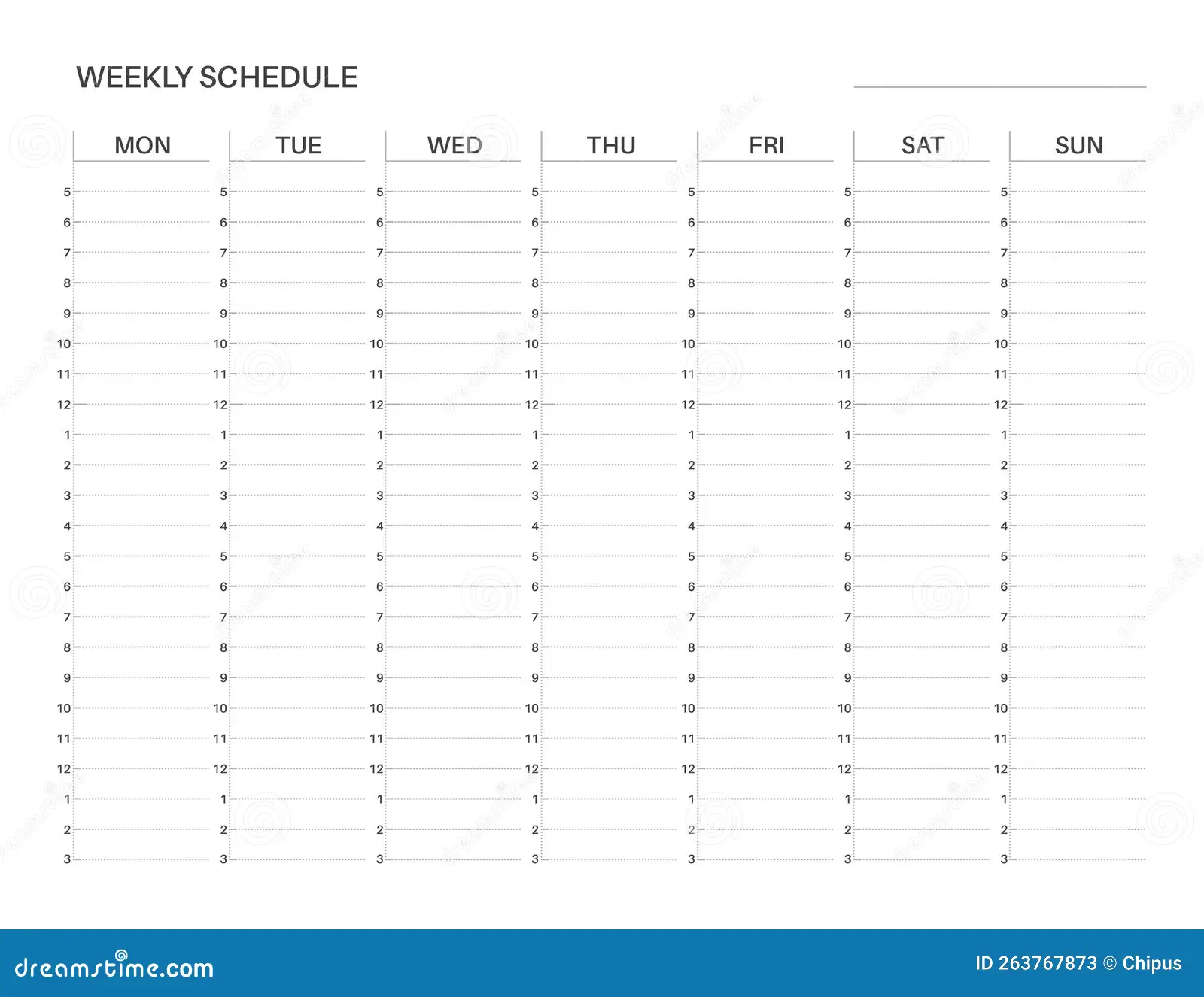 Weekly Printable Planner Weekly Schedule Template Monday Start Stock Vector Illustration Of White Lesson 263767873