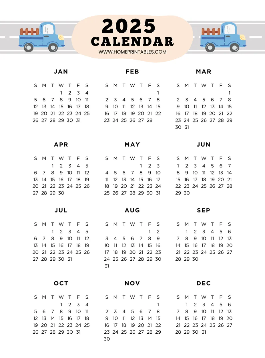 Free School Calendar Printable 2025