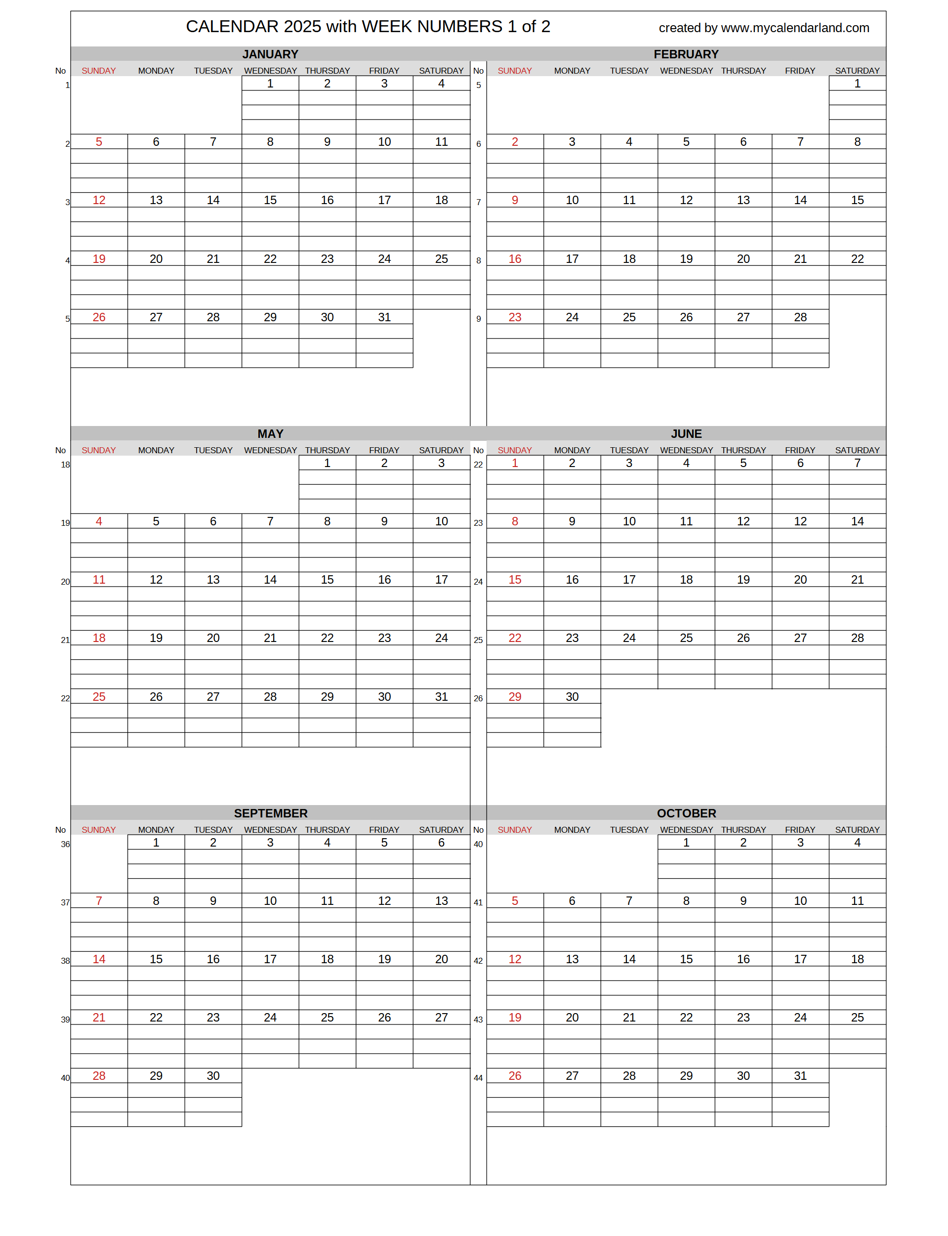 Yearly Printable Calendars For Free My Calendar Land